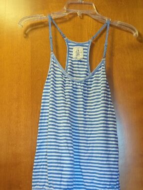 Abercrombie & Fitch Blue and White Striped Racerback Tank